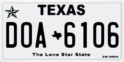 TX license plate DOA6106
