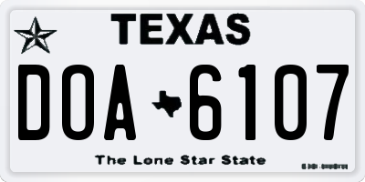 TX license plate DOA6107