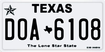TX license plate DOA6108