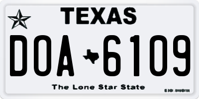 TX license plate DOA6109