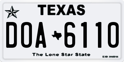 TX license plate DOA6110