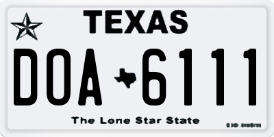 TX license plate DOA6111