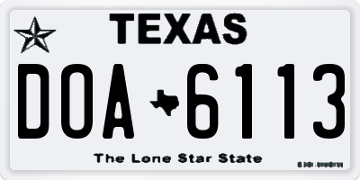 TX license plate DOA6113