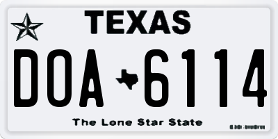 TX license plate DOA6114