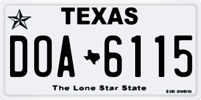 TX license plate DOA6115