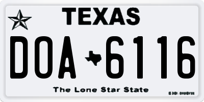 TX license plate DOA6116