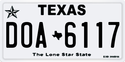 TX license plate DOA6117