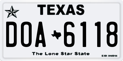 TX license plate DOA6118