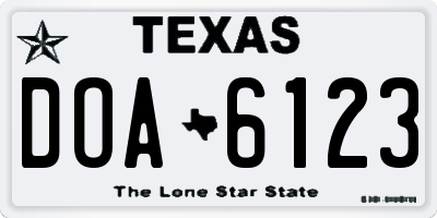 TX license plate DOA6123