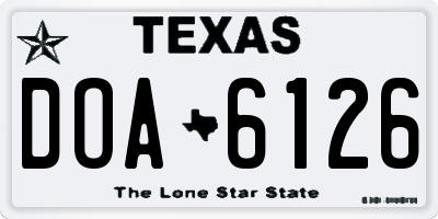 TX license plate DOA6126