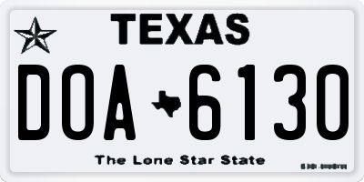 TX license plate DOA6130
