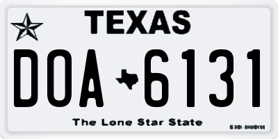 TX license plate DOA6131
