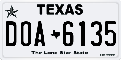 TX license plate DOA6135