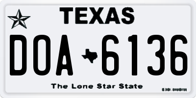 TX license plate DOA6136