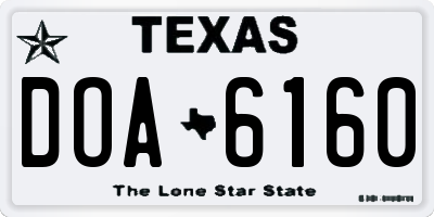 TX license plate DOA6160