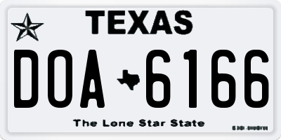 TX license plate DOA6166