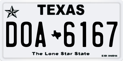 TX license plate DOA6167