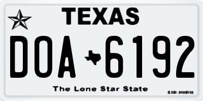 TX license plate DOA6192