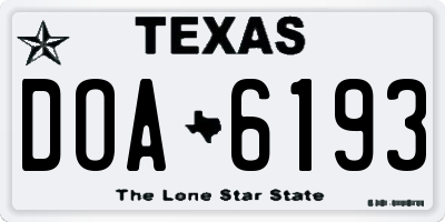 TX license plate DOA6193