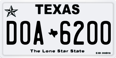 TX license plate DOA6200