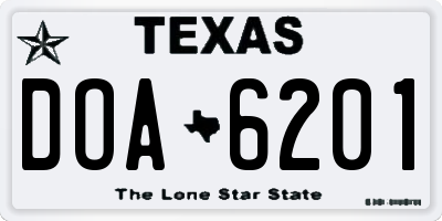 TX license plate DOA6201