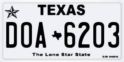 TX license plate DOA6203