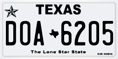 TX license plate DOA6205