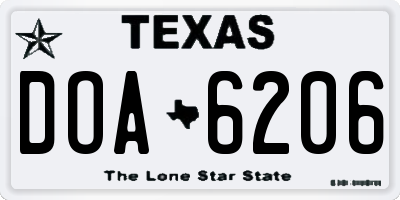 TX license plate DOA6206