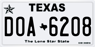 TX license plate DOA6208