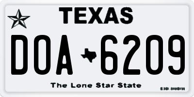 TX license plate DOA6209