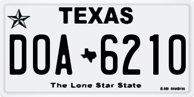 TX license plate DOA6210