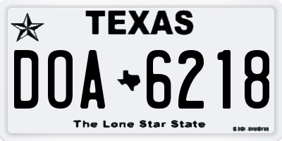 TX license plate DOA6218