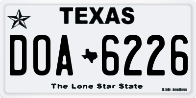 TX license plate DOA6226