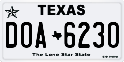 TX license plate DOA6230