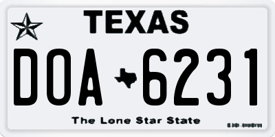 TX license plate DOA6231