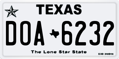 TX license plate DOA6232
