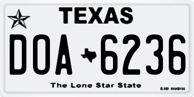 TX license plate DOA6236