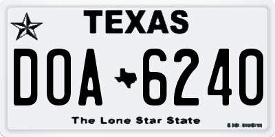 TX license plate DOA6240