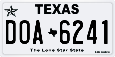 TX license plate DOA6241
