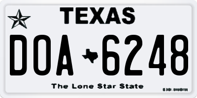 TX license plate DOA6248