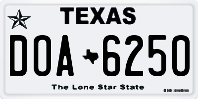 TX license plate DOA6250