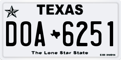 TX license plate DOA6251