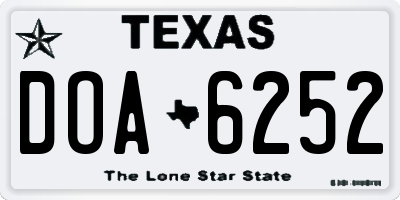 TX license plate DOA6252
