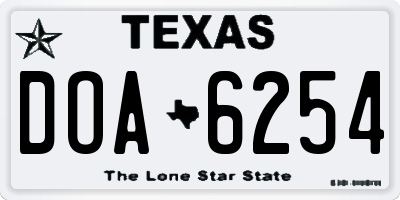 TX license plate DOA6254