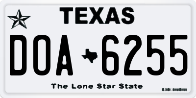 TX license plate DOA6255