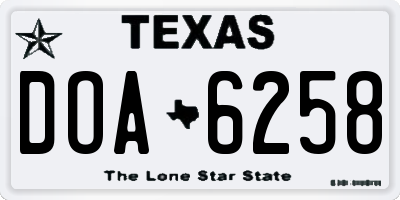 TX license plate DOA6258