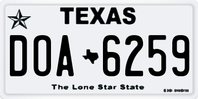 TX license plate DOA6259