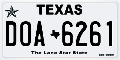 TX license plate DOA6261