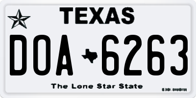 TX license plate DOA6263
