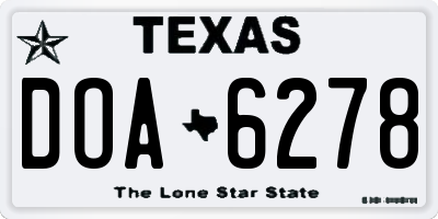 TX license plate DOA6278